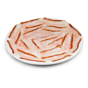 Iberische Pancetta auf dem Teller getrocknet