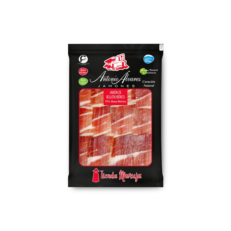 Jamón de Bellota ibérico 75% raza Ibérica Cortado a Cuchillo